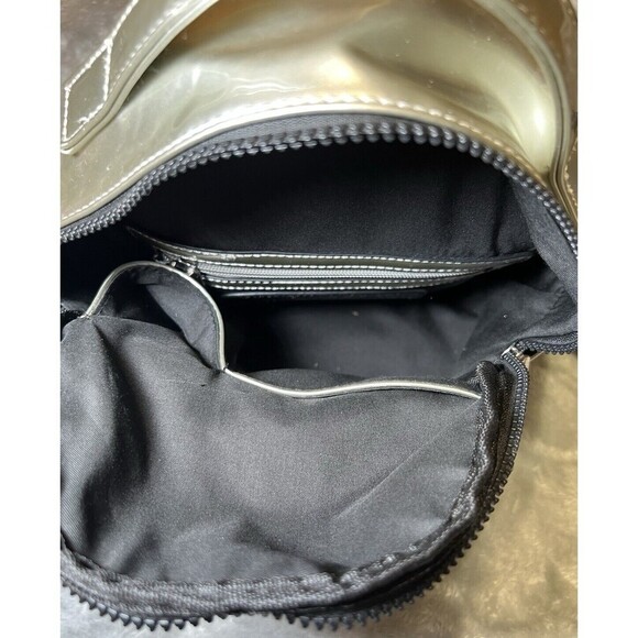 Sondra Roberts Squared Silver Metallic Geometric Pattern Mini Backpack Bag - Picture 14 of 15